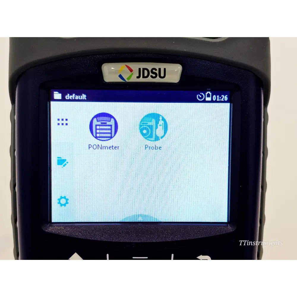 Viavi JDSU OLP-87 PON meter angled view showing front and side