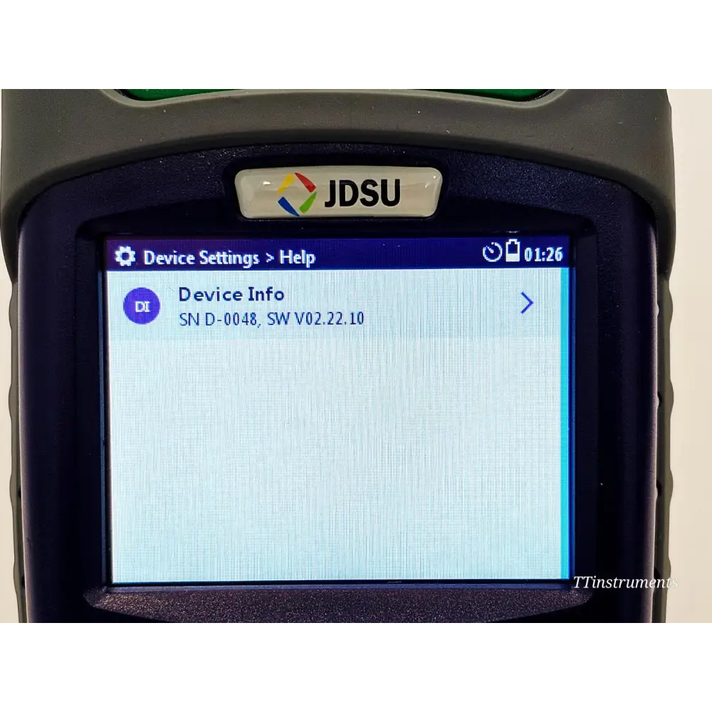 Viavi OLP-87 serial number and model label close-up