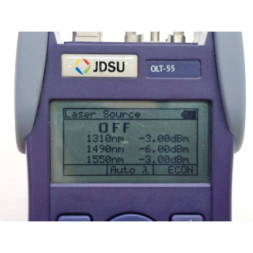 Viavi JDSU OLT-55 unit showing overall cosmetic condition from front-left angle