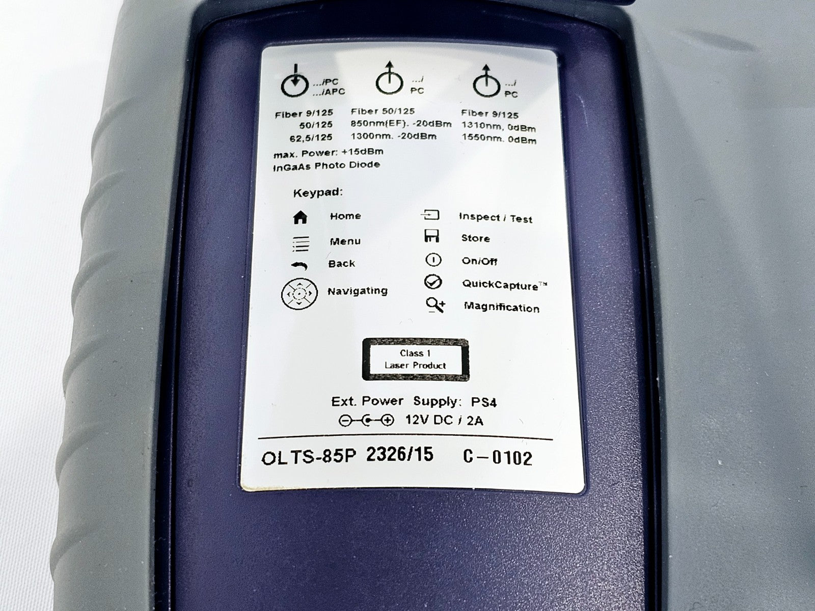 Viavi JDSU OLTS-85P Fiber Optic Loss Test Set & Microscope 2326/15 SM MM QUAD