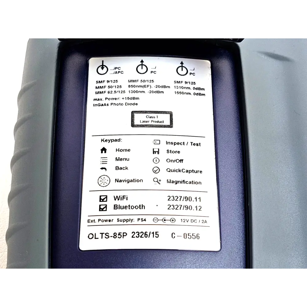 Viavi JDSU OLTS-85P top panel showing fibre connector interface ports