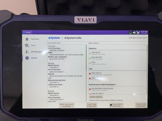 Viavi JDSU ONA-800A OneAdvisor with SPA06MA-O Radio Analysis Ethernet 5G NR 6GHz