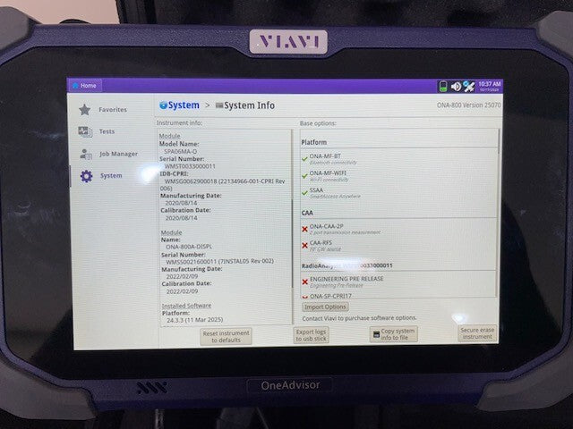 Viavi JDSU ONA-800A OneAdvisor with SPA06MA-O Radio Analysis Ethernet 5G NR 6GHz