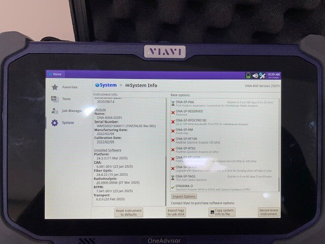 Viavi JDSU ONA-800A OneAdvisor with SPA06MA-O Radio Analysis Ethernet 5G NR 6GHz