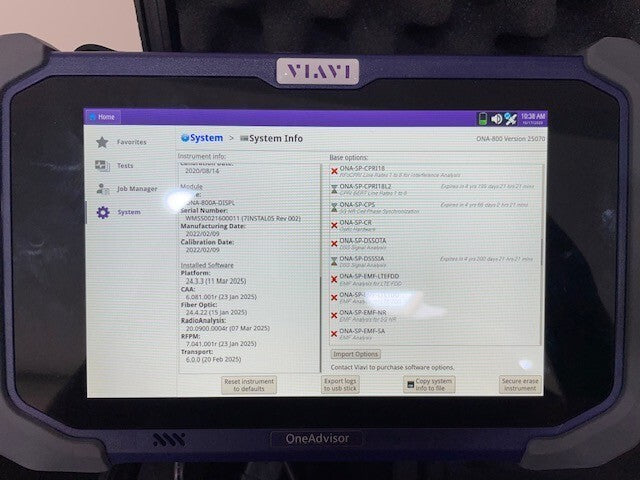 Viavi JDSU ONA-800A OneAdvisor with SPA06MA-O Radio Analysis Ethernet 5G NR 6GHz