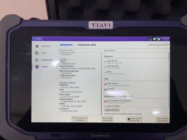 Viavi JDSU ONA-800A OneAdvisor with SPA06MA-O Radio Analysis Ethernet 5G NR 6GHz