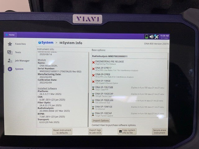Viavi JDSU ONA-800A OneAdvisor with SPA06MA-O Radio Analysis Ethernet 5G NR 6GHz