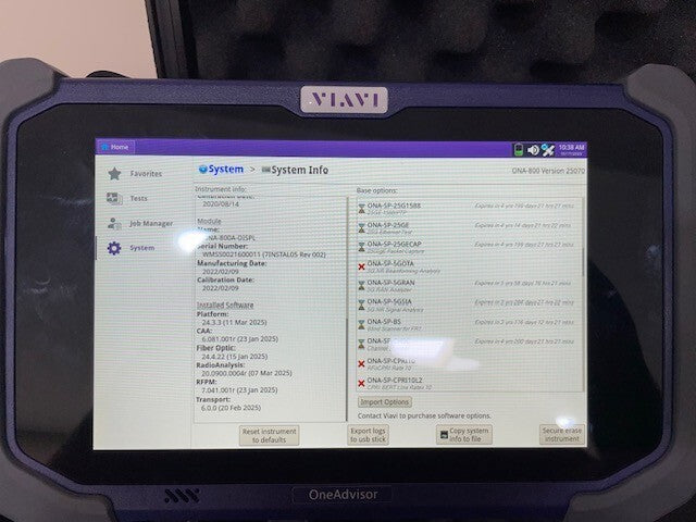 Viavi JDSU ONA-800A OneAdvisor with SPA06MA-O Radio Analysis Ethernet 5G NR 6GHz