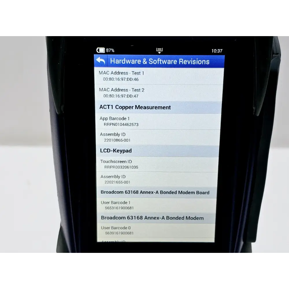 Viavi ONX-580 ADSL line test results and margin display