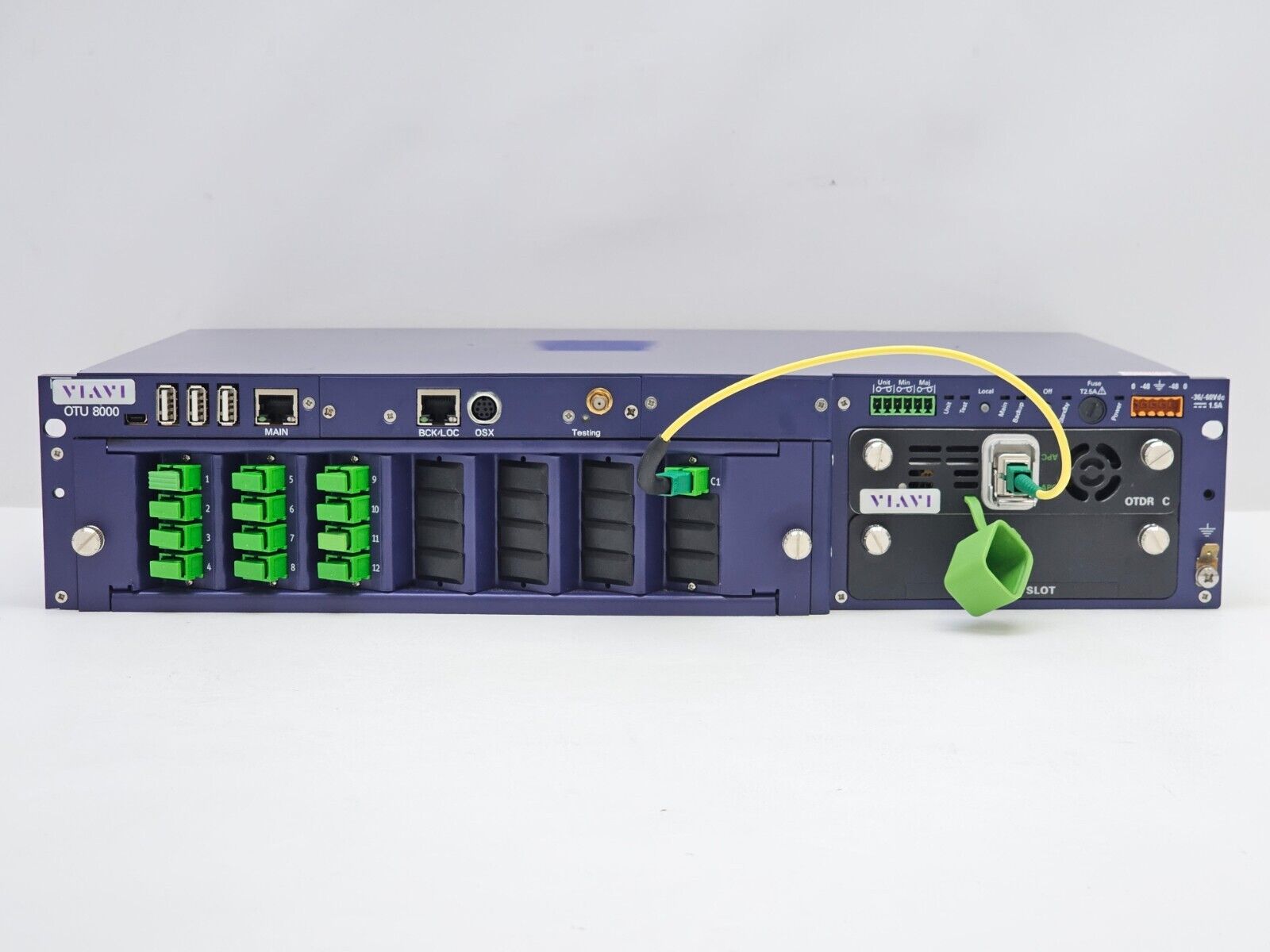 Viavi JDSU OTU 8000e + OTAU 1x12 Optical Switch & E8138-C65 1310/1550/F1650 OTDR