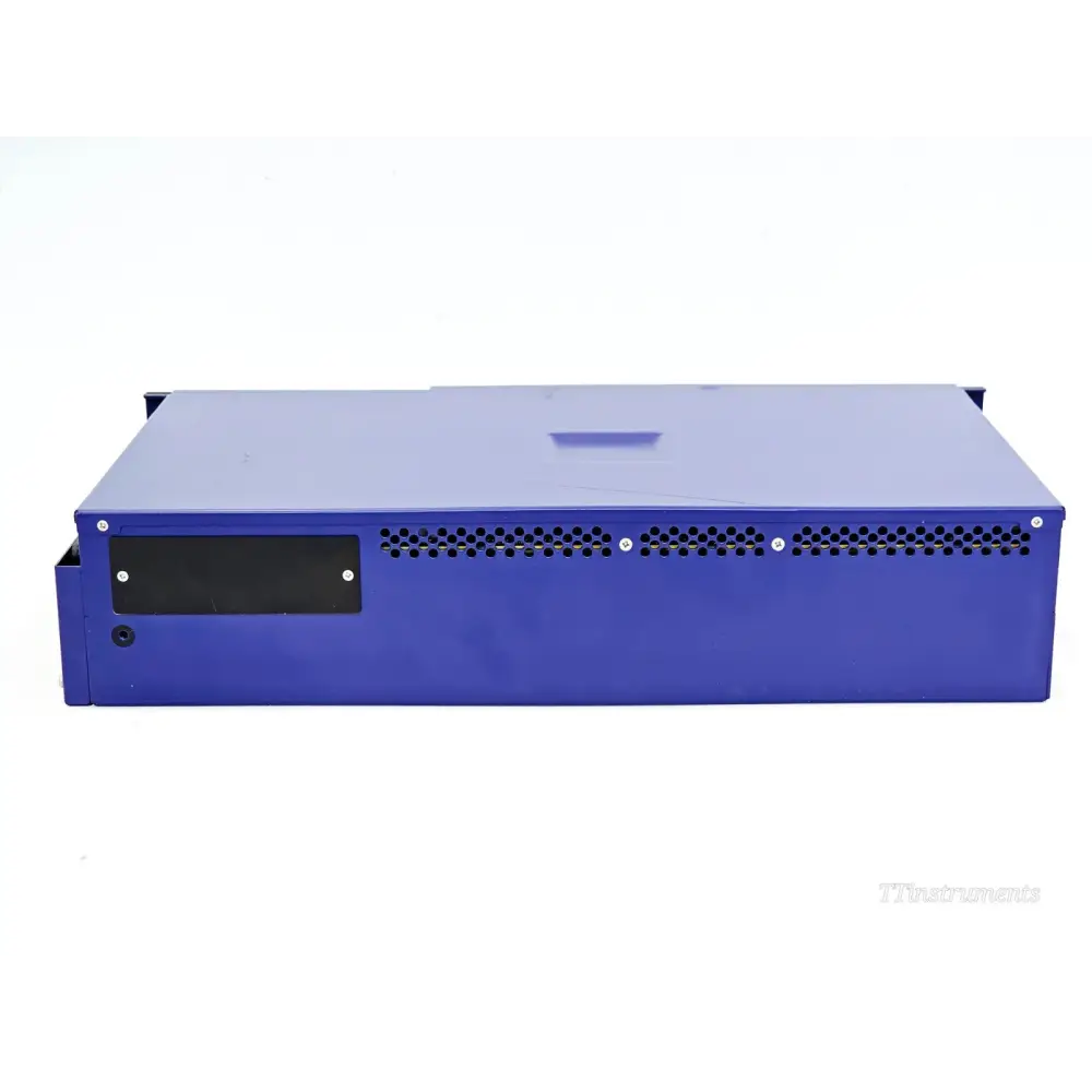 Viavi OTU 8000E v2 chassis top-side view showing ventilation slots and blue 2U rack-mount enclosure