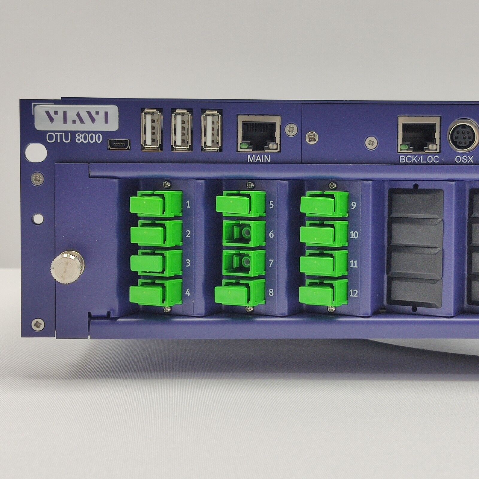 Viavi JDSU OTU 8000E V2 w/ OTAU 1x12 OS w/ 8138C-65 1310/1550/F1650 ONMSi E98X12