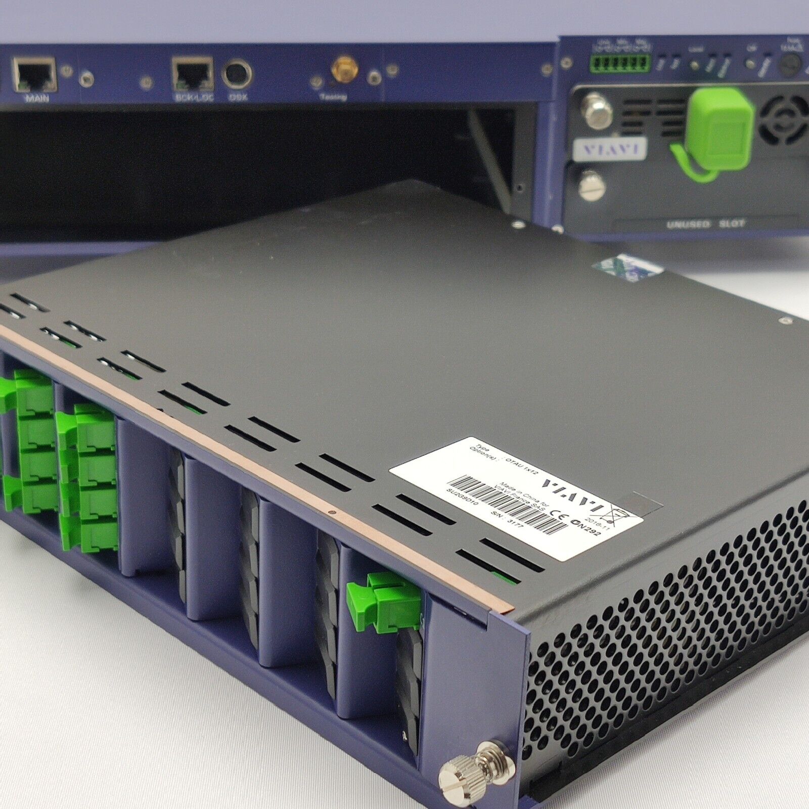 Viavi JDSU OTU 8000E V2 w/ OTAU 1x12 OS w/ 8138C-65 1310/1550/F1650 ONMSi E98X12