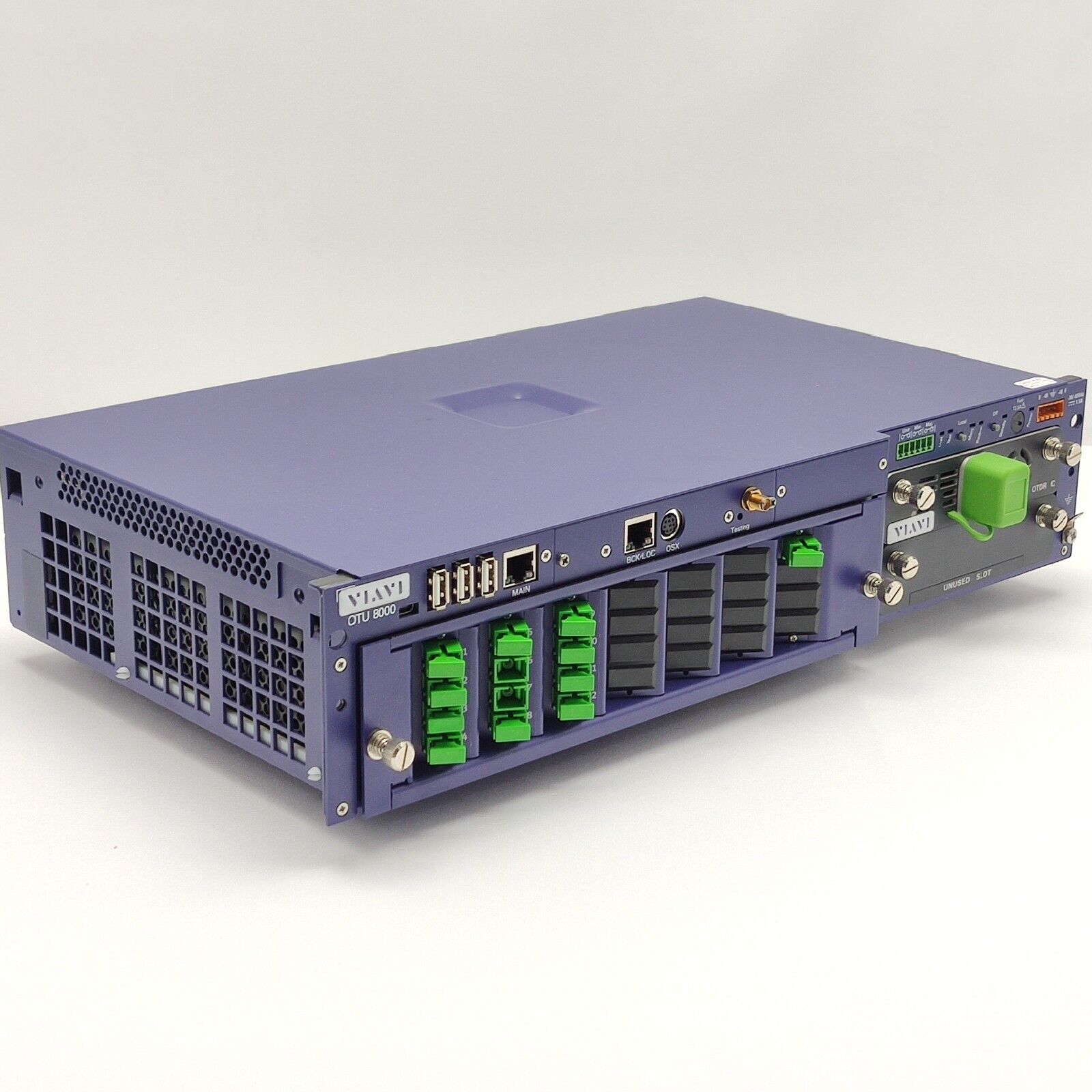 Viavi JDSU OTU 8000E V2 w/ OTAU 1x12 OS w/ 8138C-65 1310/1550/F1650 ONMSi E98X12
