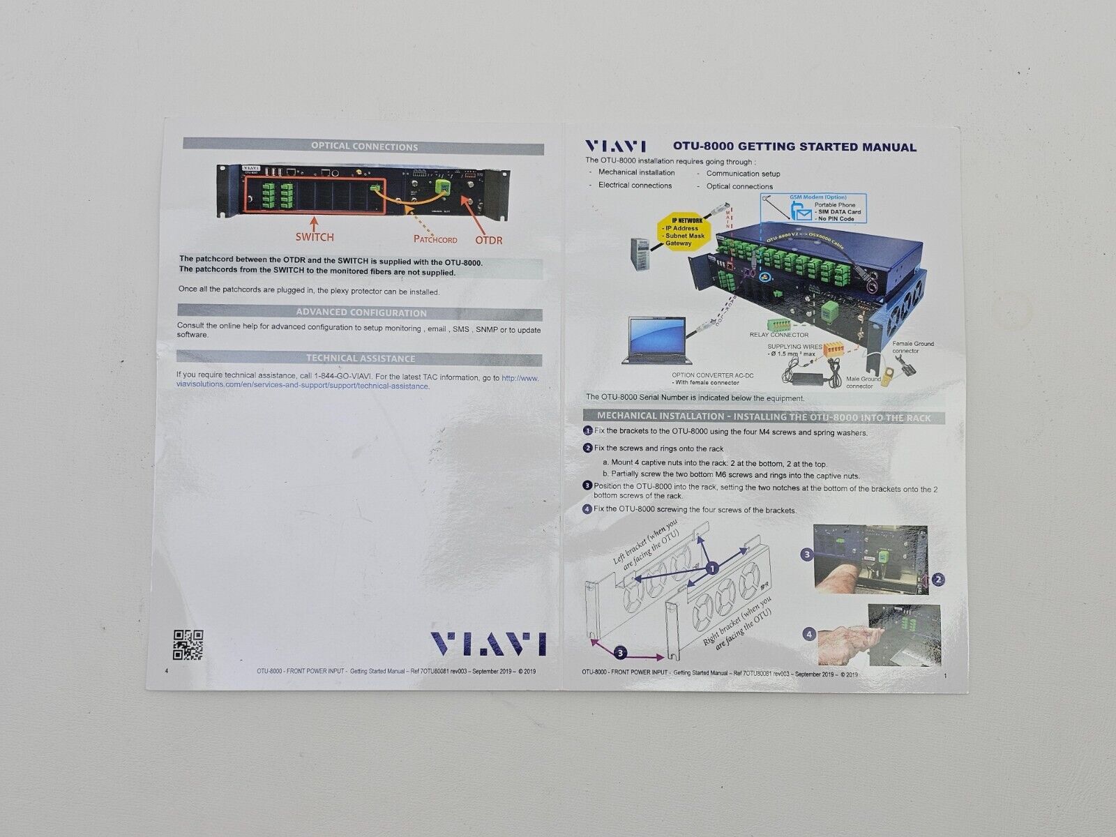 Viavi JDSU OTU 8000e v2 with OTAU 1x12 Optical Switch