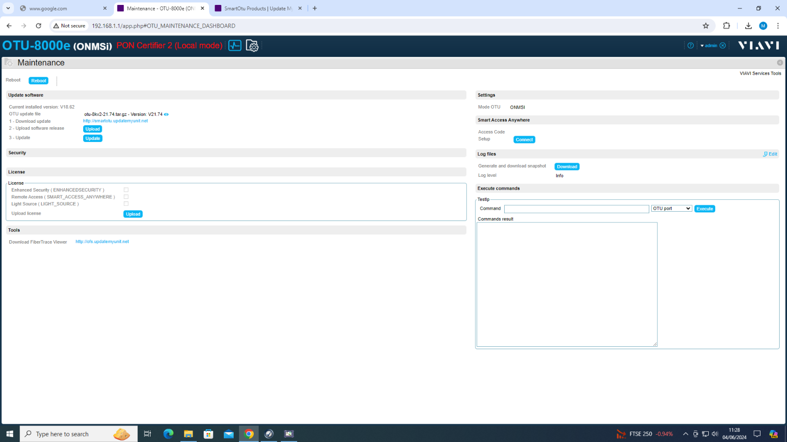 Viavi JDSU OTU 8000e v2 with OTAU 1x12 Optical Switch