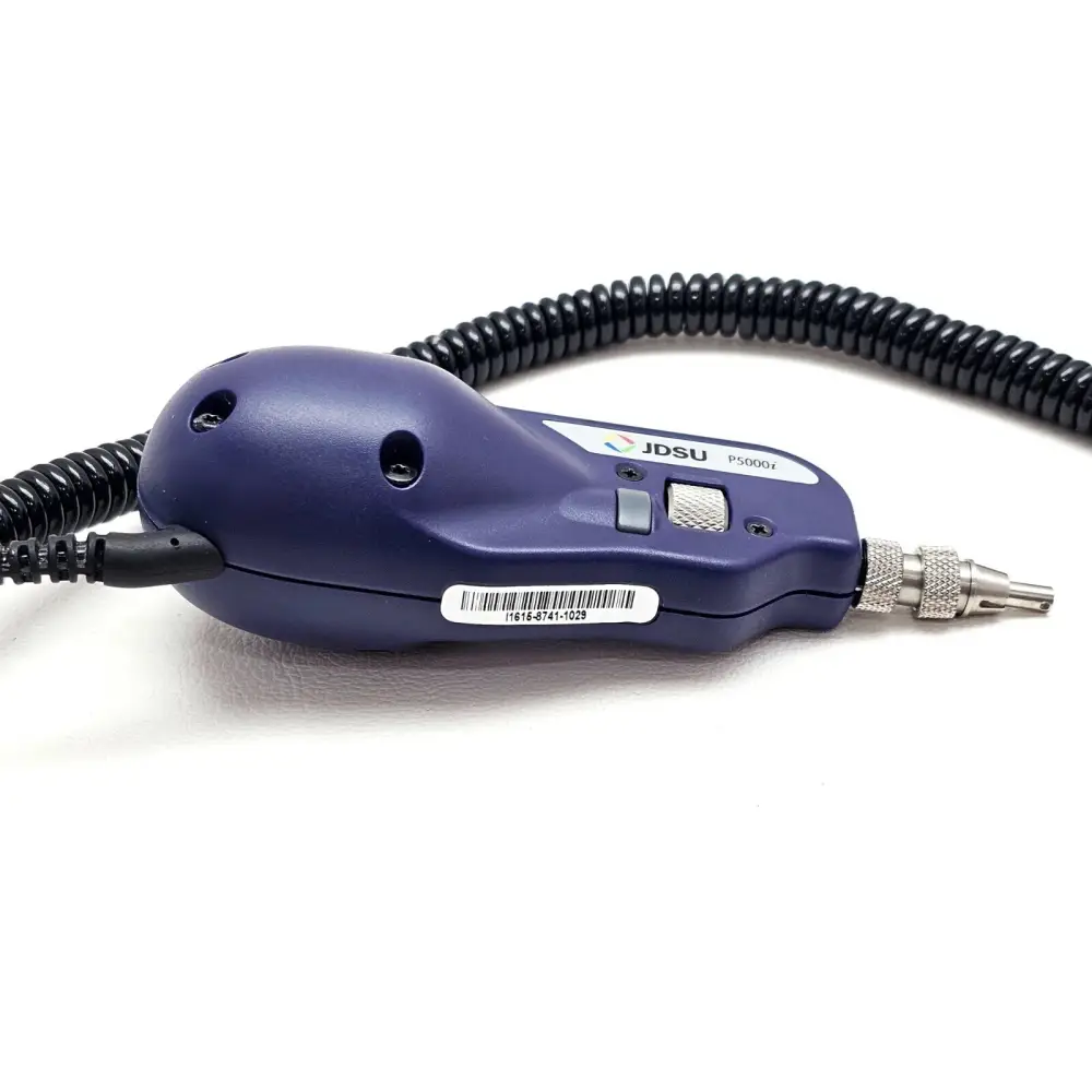 Viavi JDSU P5000i fiberscope side profile showing probe body and USB cable