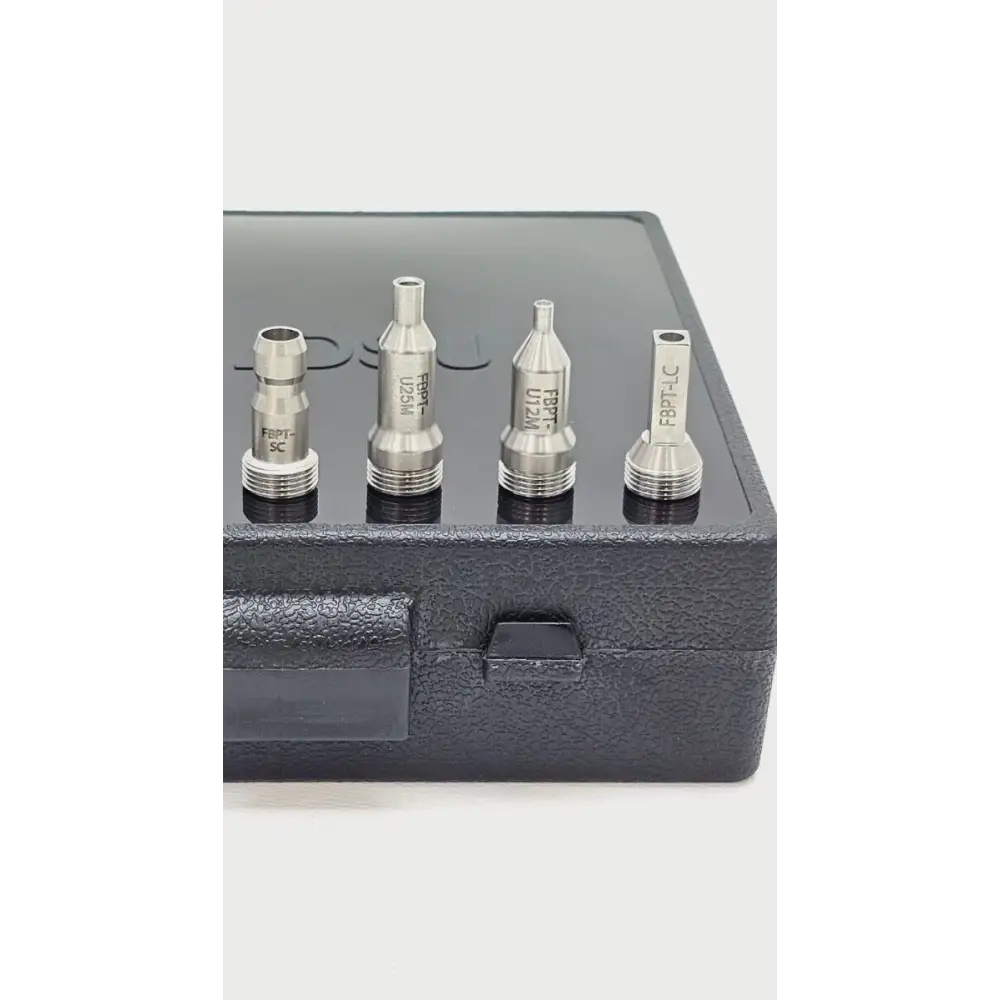 Viavi P5000i fibre inspection probe tip detail showing FBPT bulkhead and universal patchcord adapters