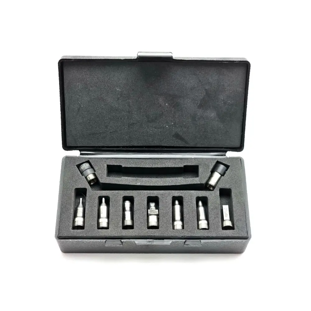 P5000i fiberscope bulkhead tips FBPT-LC SC FC ST and SC-APC laid out for inspection