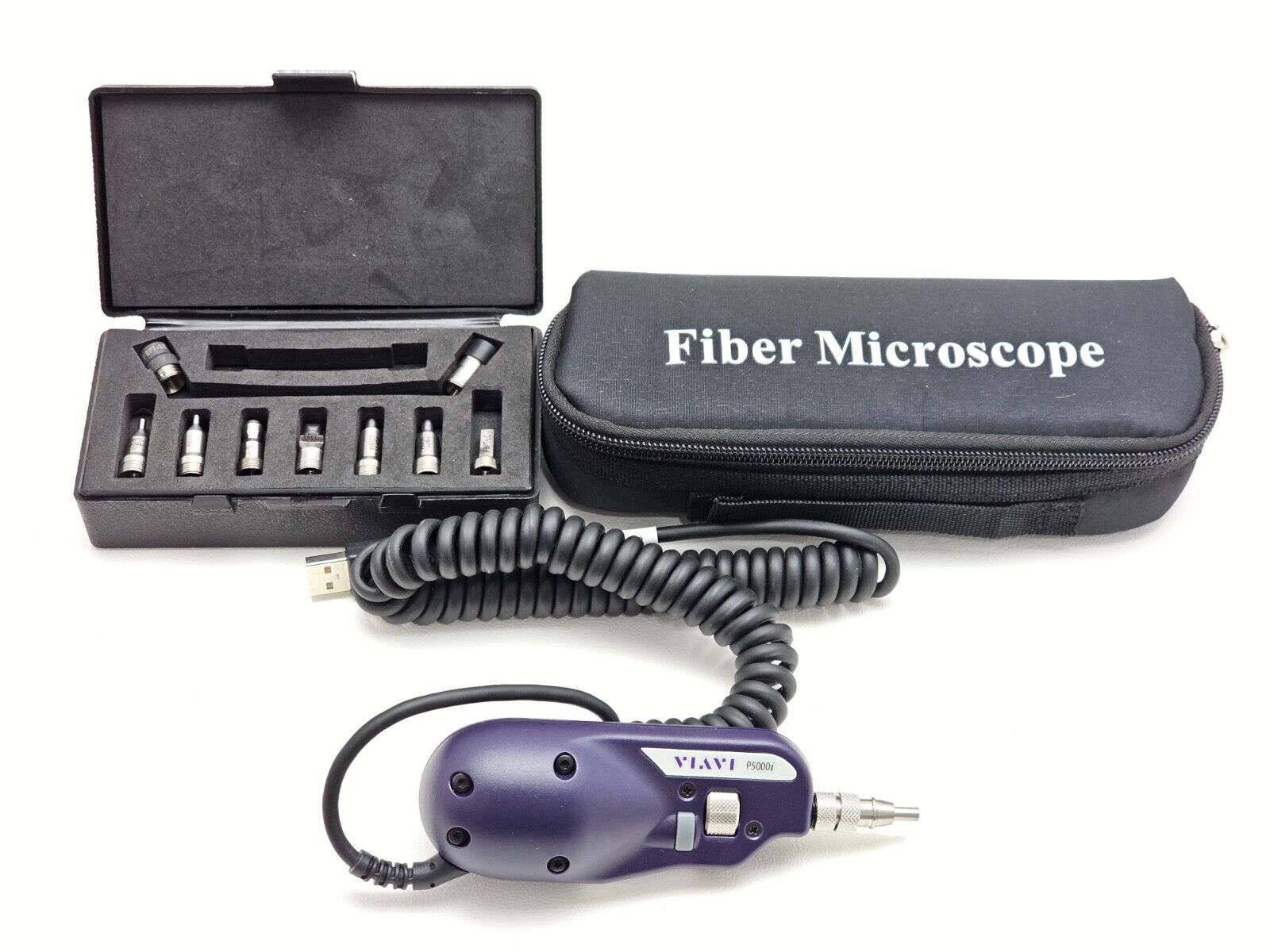 Viavi JDSU P5000i Fiberscope w/ 9 Tips PC/APC 1.25/2.5mm + Bulkhead SC LC FC ST