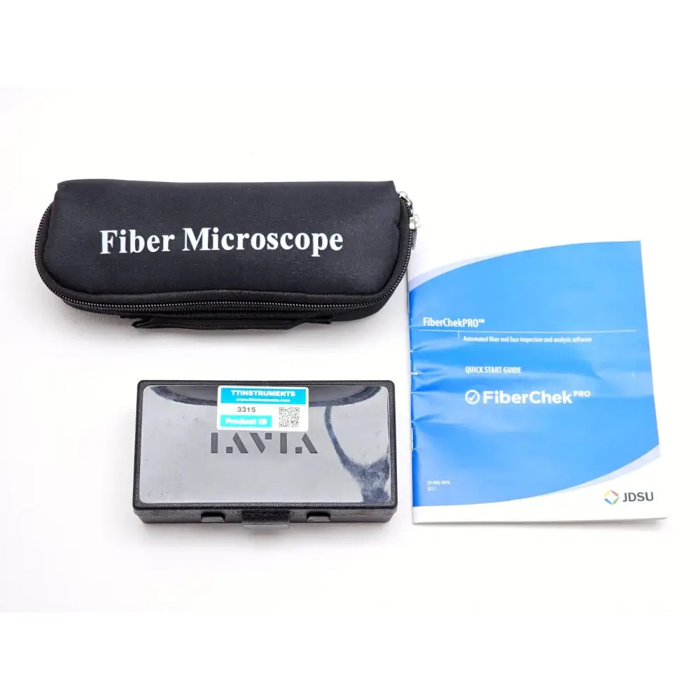Viavi P5000i fiberscope stored in carry bag with all included tips and accessories