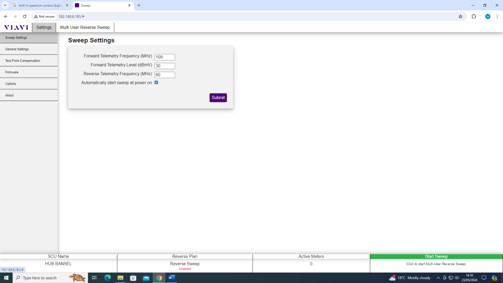 Viavi JDSU SCU-1800 Sweep Control Reverse Sweep 16-Port Multi-User DOCSIS 3.1