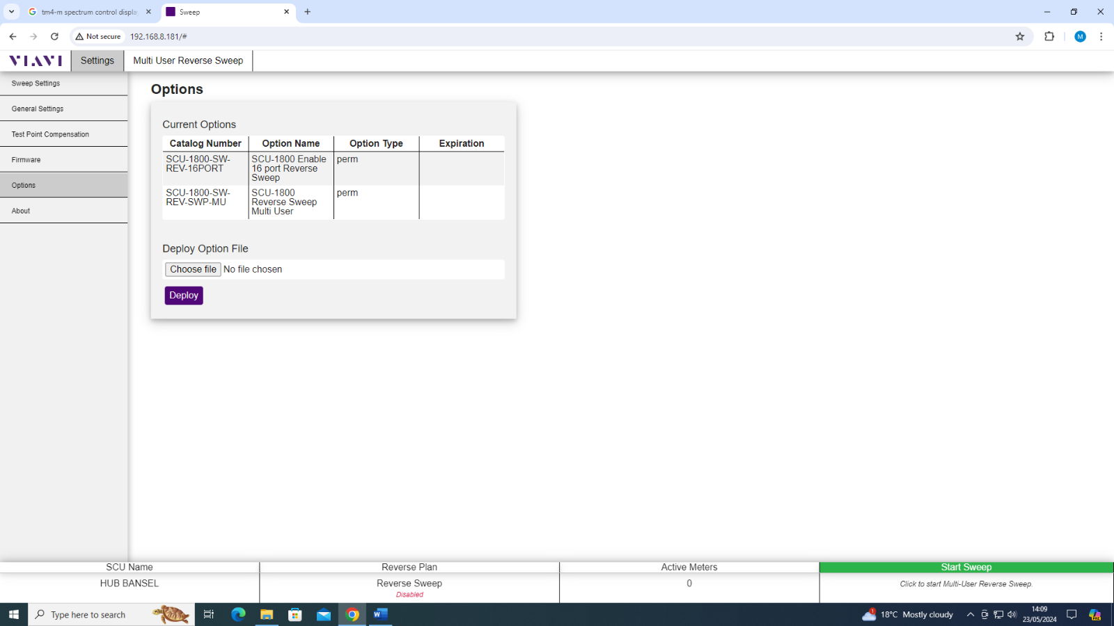 Viavi JDSU SCU-1800 Sweep Control Reverse Sweep 16-Port Multi-User DOCSIS 3.1