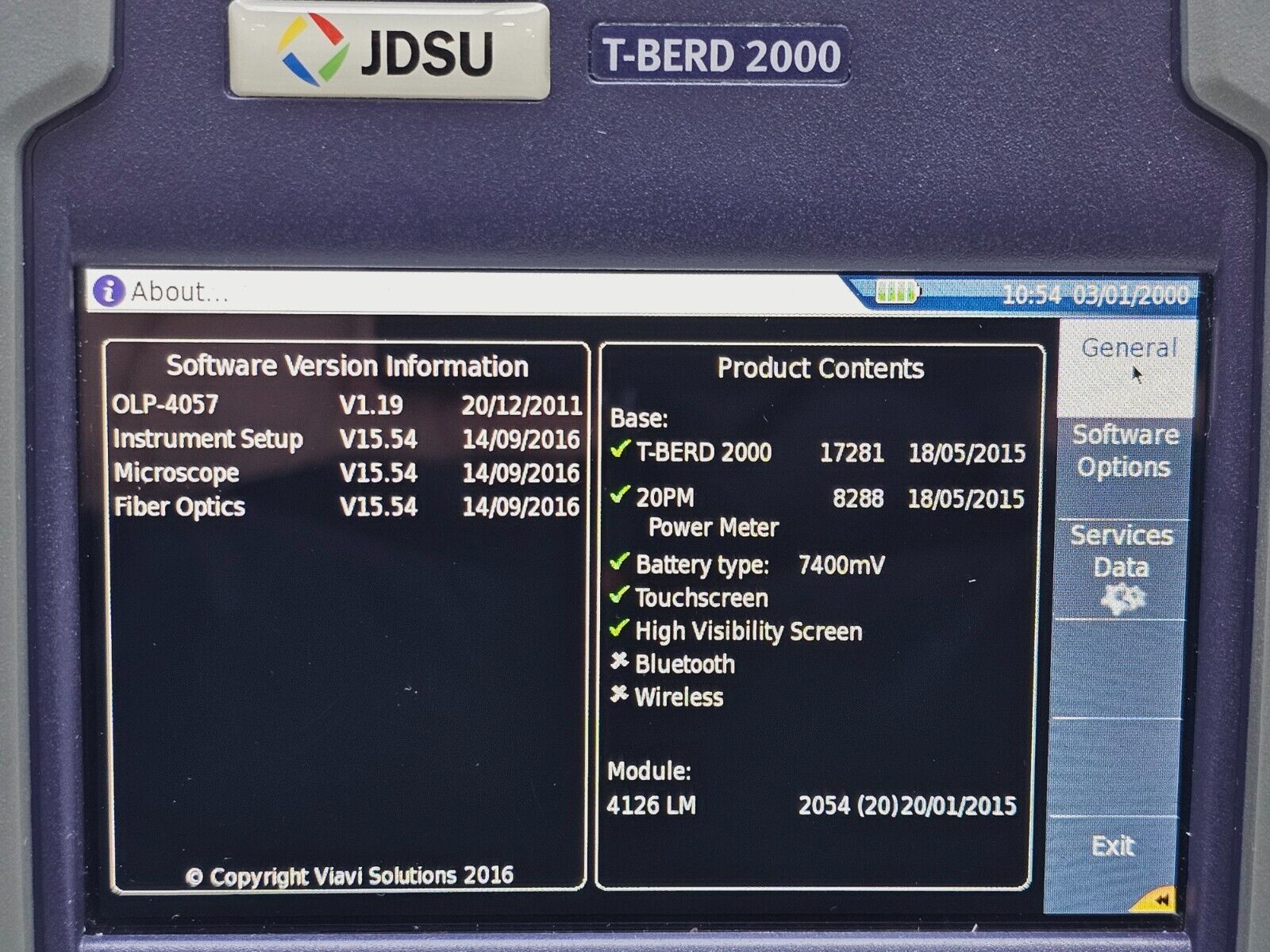 Viavi JDSU T-BERD 2000 + 4126 LM SM OTDR Module 1310/1550 nm Last Mile E4126LM