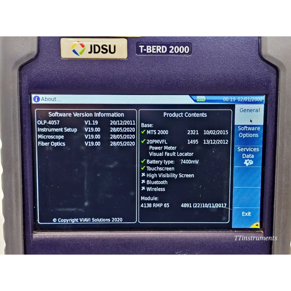 Carry case for Viavi T-BERD 2000 OTDR system — open showing interior