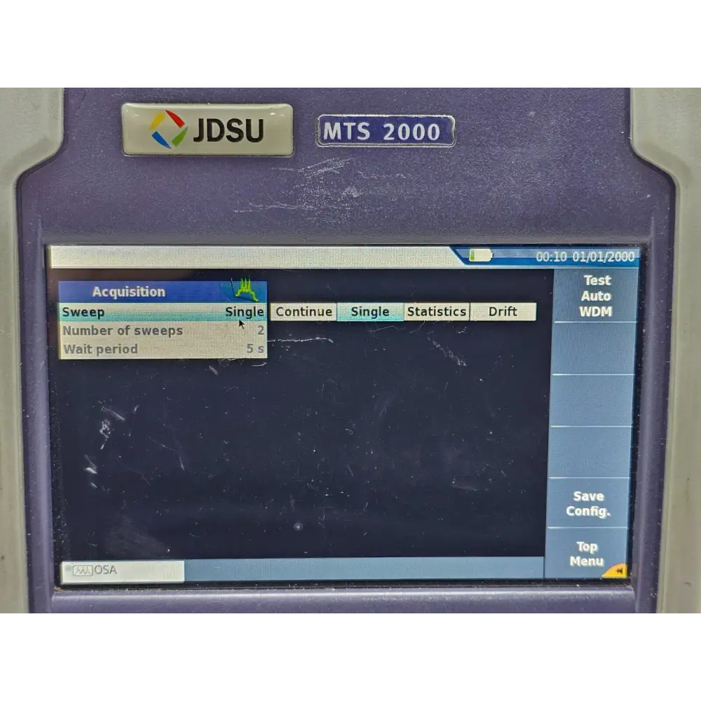 Viavi JDSU T-BERD 2000 and CWDM COSA-4055 OSA module shown together on flat surface