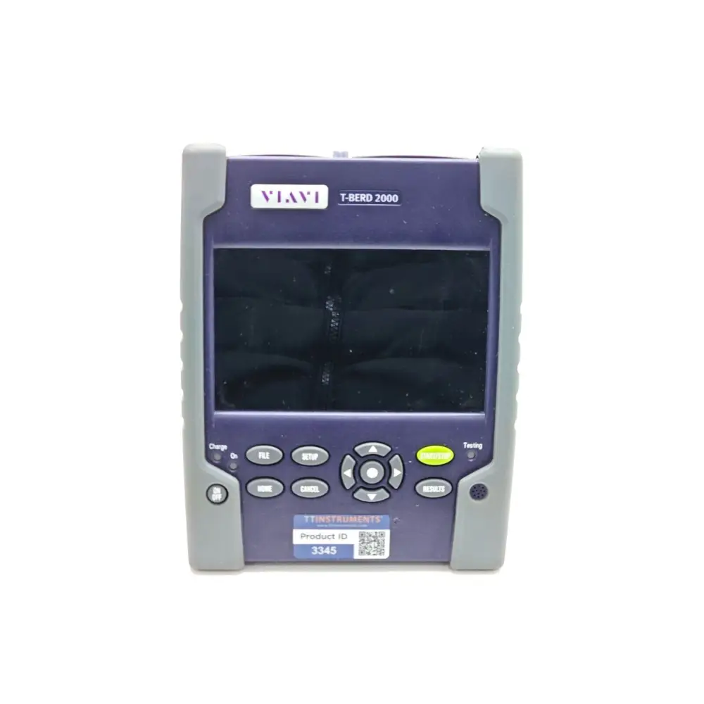 Viavi T-BERD 2000 powered on showing OTDR trace on colour display