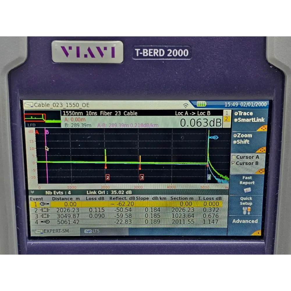 Complete Viavi JDSU T-BERD 2000 OTDR kit with 4126 MA3 module and accessories