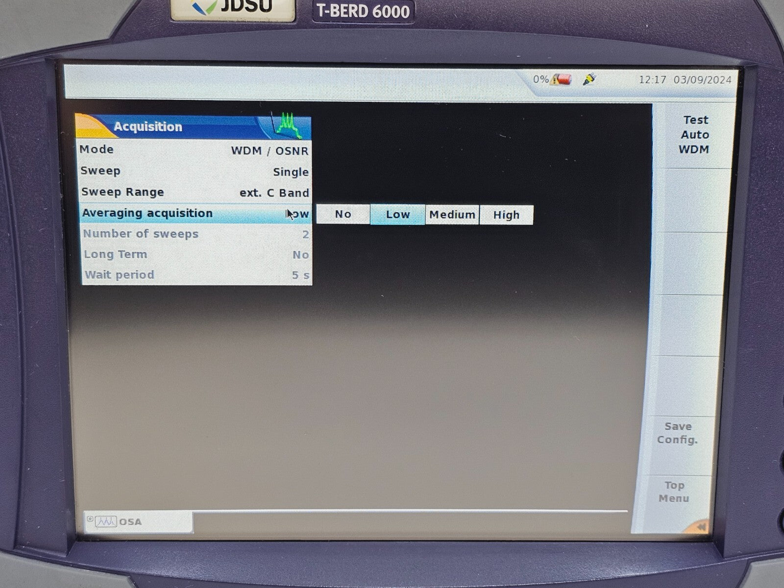 Viavi JDSU T-BERD 6000 + OSA-110M 1250 - 1650 nm OSA Optical Spectrum Analyzer