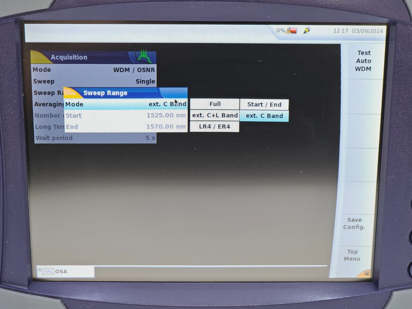 Viavi JDSU T-BERD 6000 + OSA-110M 1250 - 1650 nm OSA Optical Spectrum Analyzer