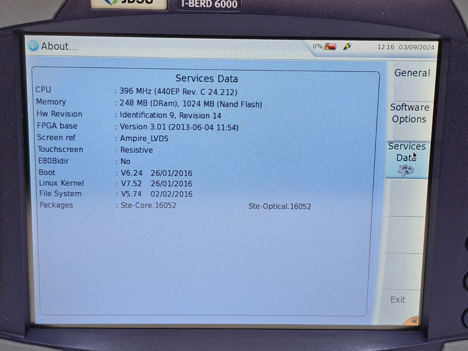 Viavi JDSU T-BERD 6000 + OSA-110M 1250 - 1650 nm OSA Optical Spectrum Analyzer