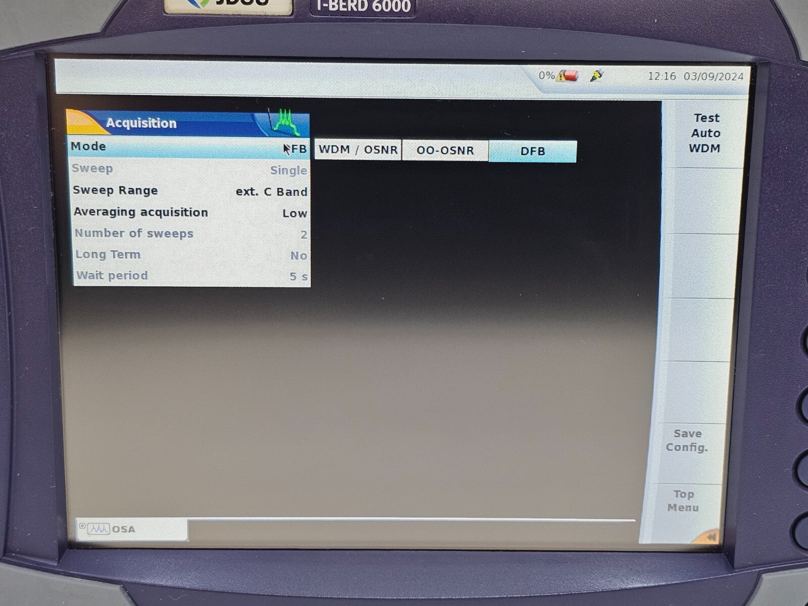 Viavi JDSU T-BERD 6000 + OSA-110M 1250 - 1650 nm OSA Optical Spectrum Analyzer