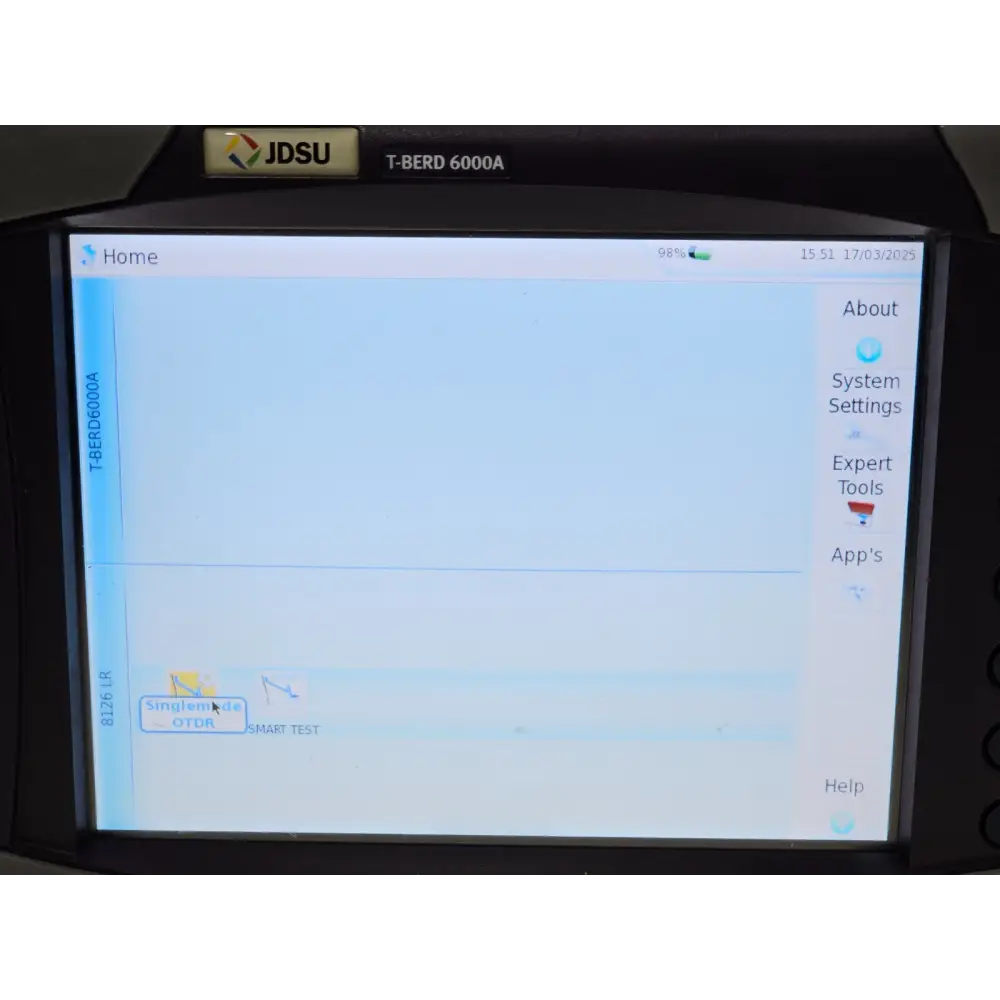 Viavi T-BERD 6000A bottom panel showing serial number and certification labels