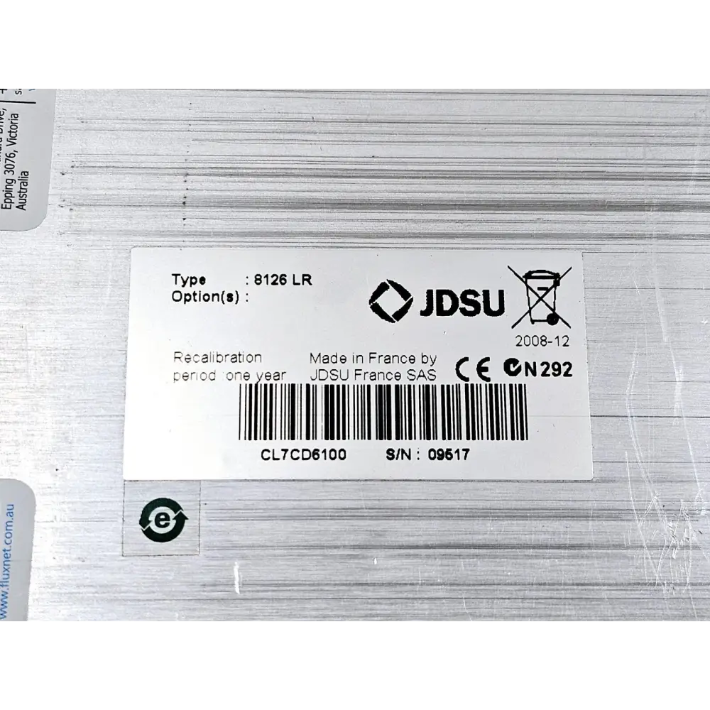 Close-up of T-BERD 6000A module label showing 8126 LR singlemode specification