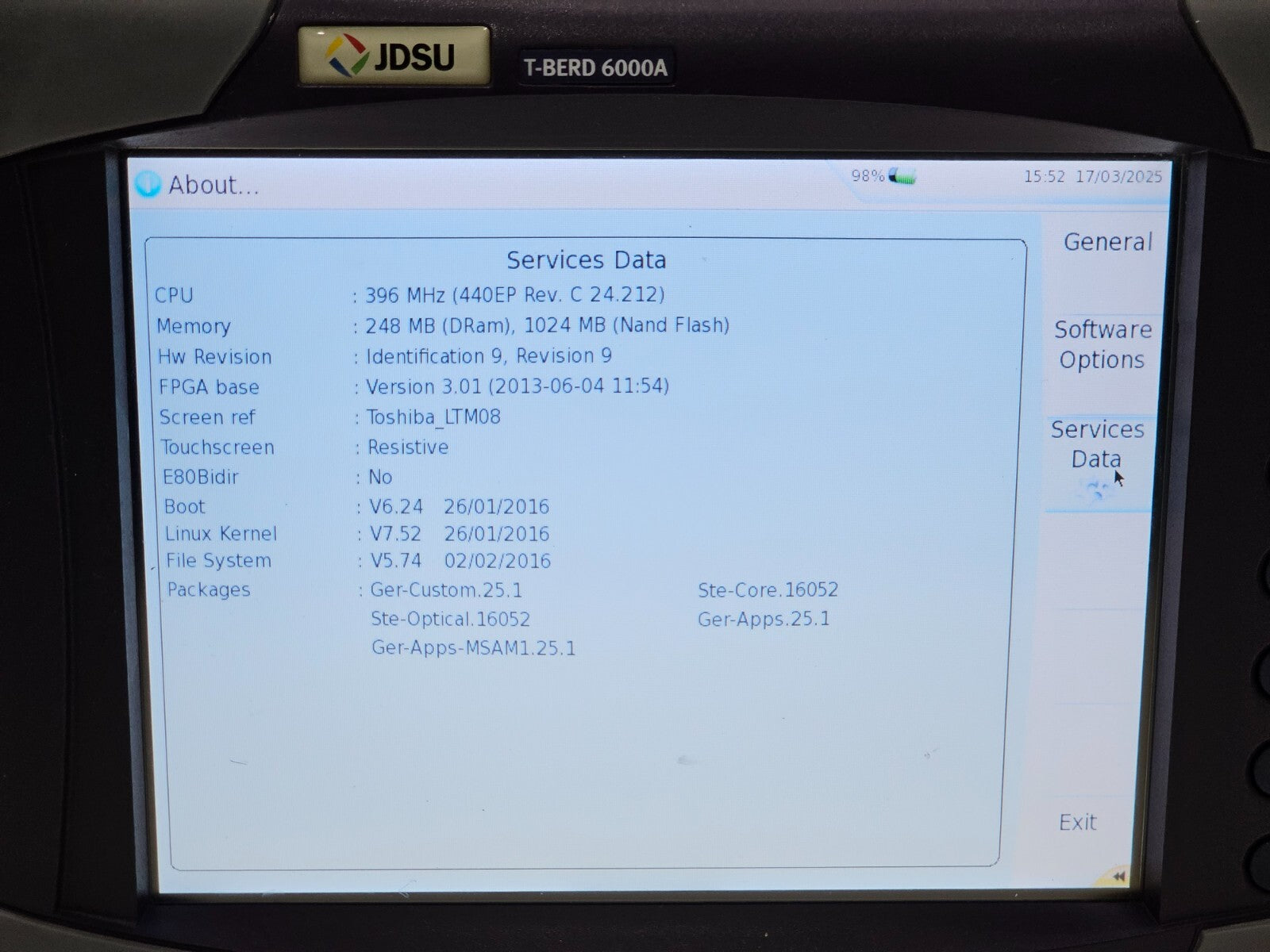 Viavi JDSU T-BERD 6000A with 8126 LR OTDR 1310/1550 nm Singlemode Long Range