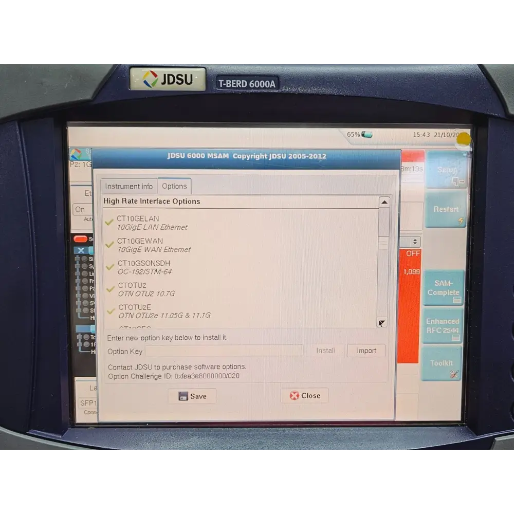 Touchscreen stylus and accessories supplied with Viavi T-BERD 6000A