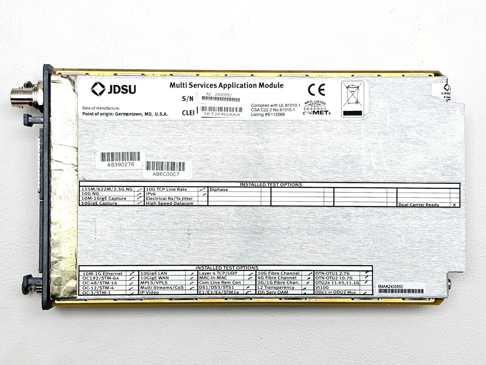 Viavi JDSU T-BERD 6000A with BERT C1004 10G Module Ethernet CPRI Fibre Channel