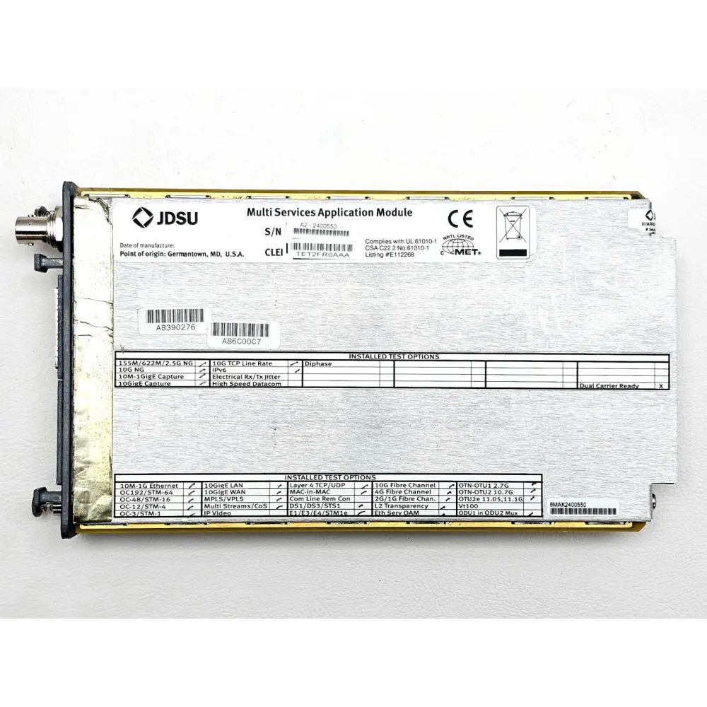 MSAM BERT C1004 module optical interface ports and SFP transceiver slots