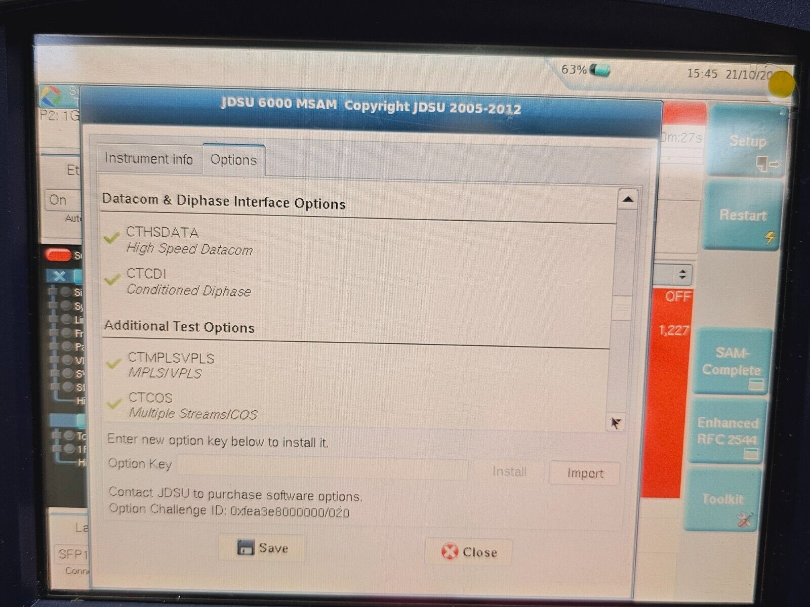 Viavi JDSU T-BERD 6000A with BERT C1004 10G Module Ethernet CPRI Fibre Channel