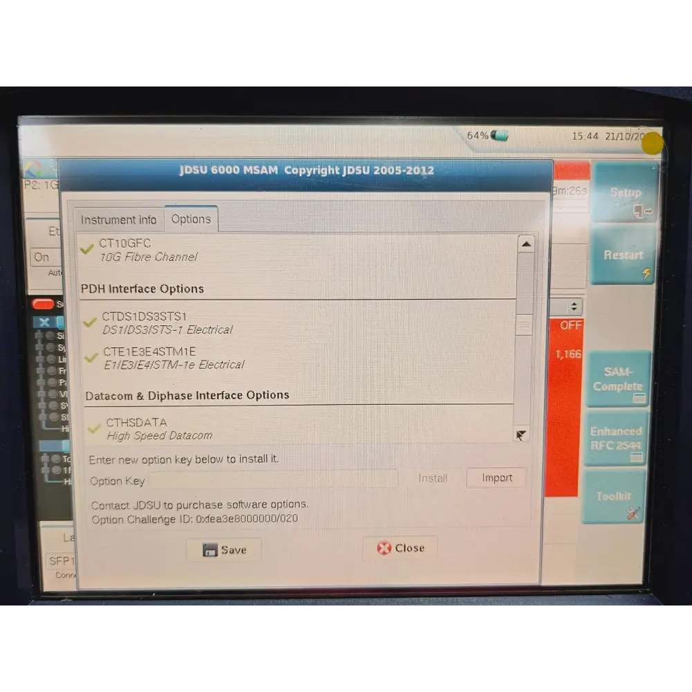 Viavi T-BERD 6000A displayed with full kit of included accessories laid out