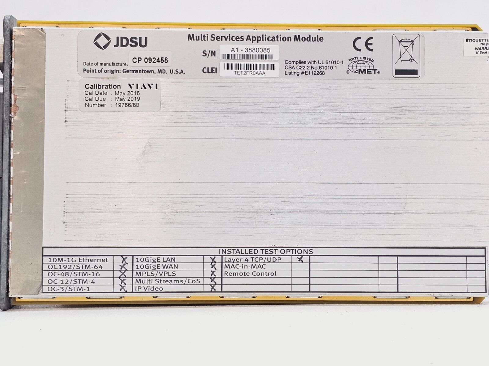 Viavi JDSU T-BERD 6000A with BERT MSAM C1004 Module 10G Ethernet & Fibre Channel