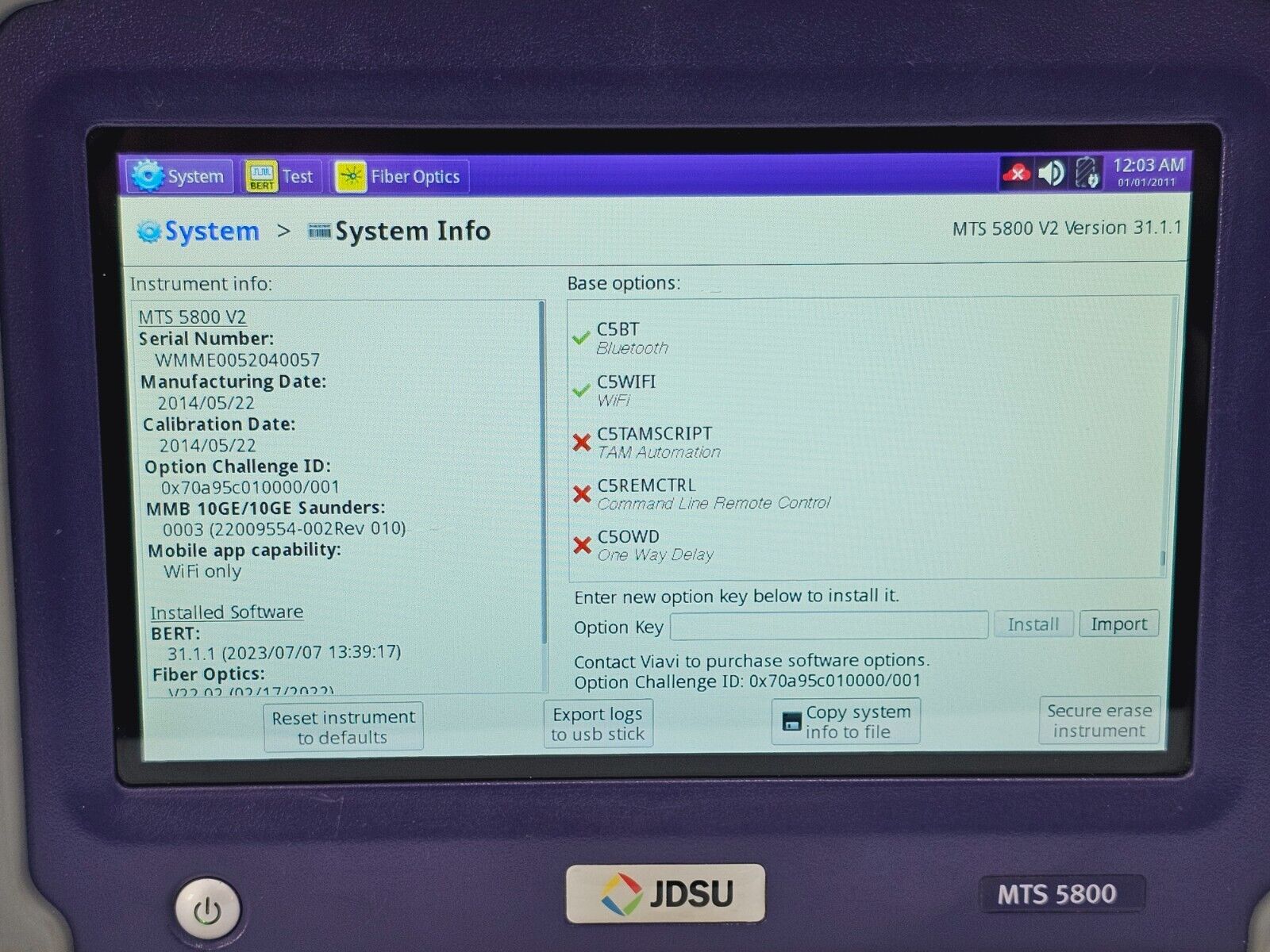 Viavi JDSU TB/MTS 5800 V2 5822P Dual Port Network Tester 1G Ethernet Gigabit