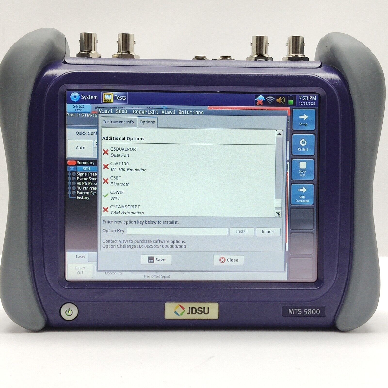 Viavi JDSU TB/MTS-5800 w/ 5801P SDH SONET OC/STM & PDH E1/3/4 DS1/3 Electrical