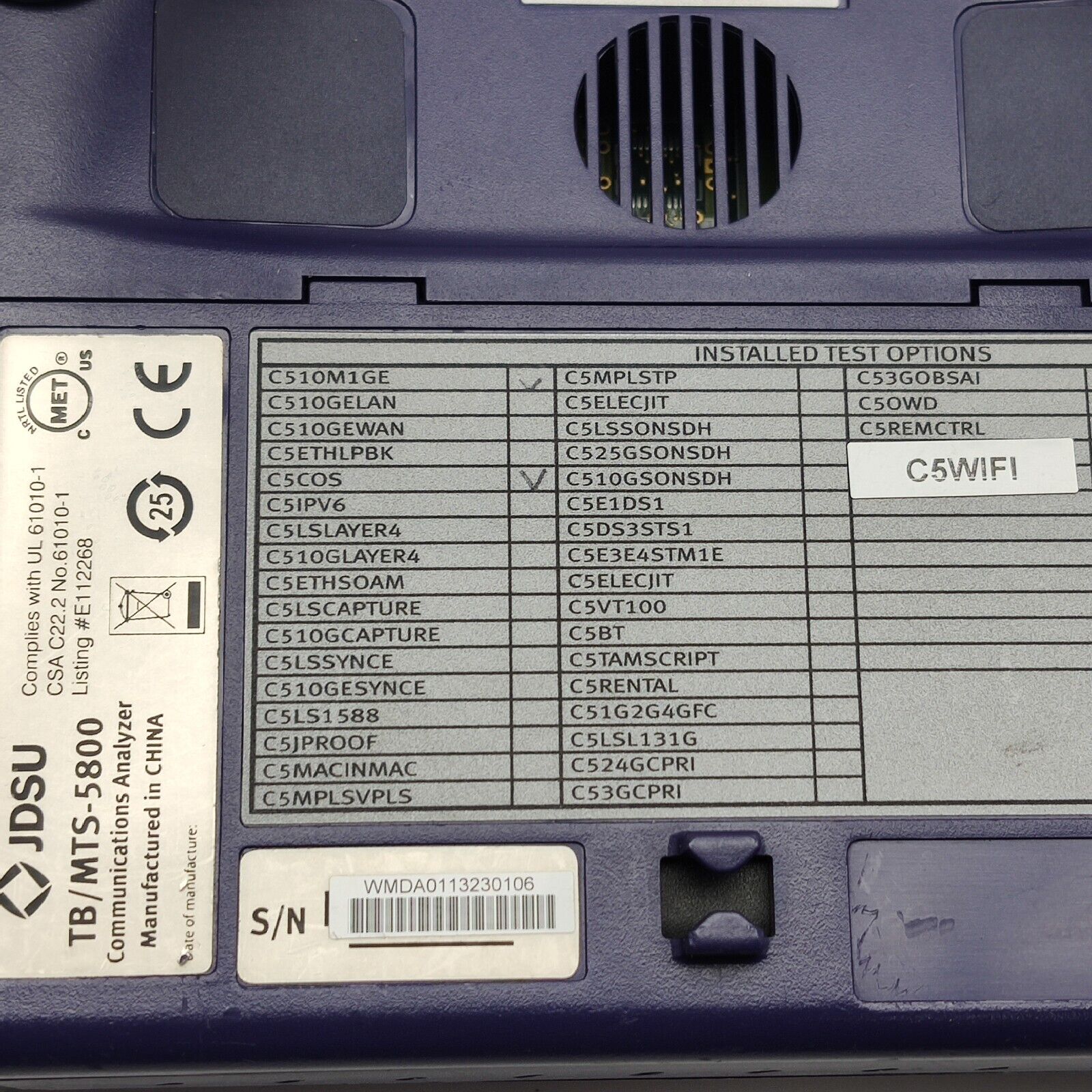 Viavi JDSU TB/MTS-5800 wi/ 5801 10/100/1000M Electrical & 1GigE Optical Ethernet