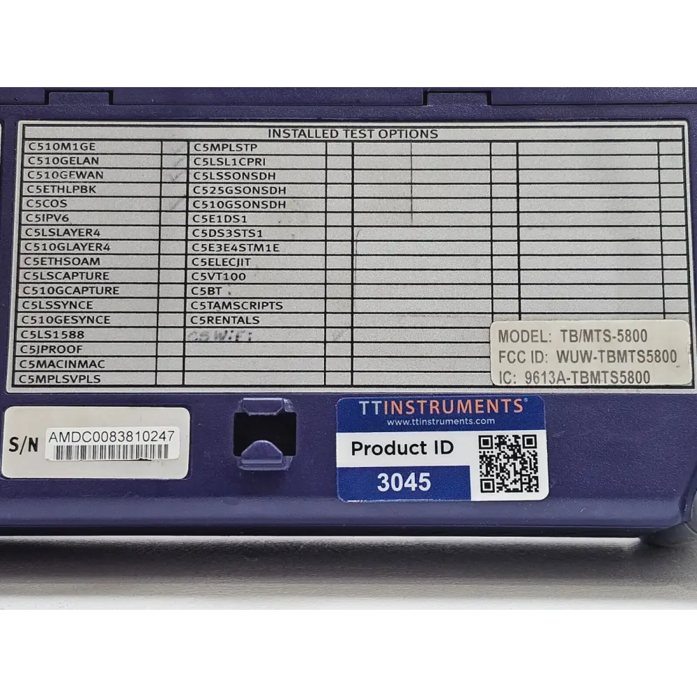 MTS 5800 portable tester with SFP transceivers and accessories bag