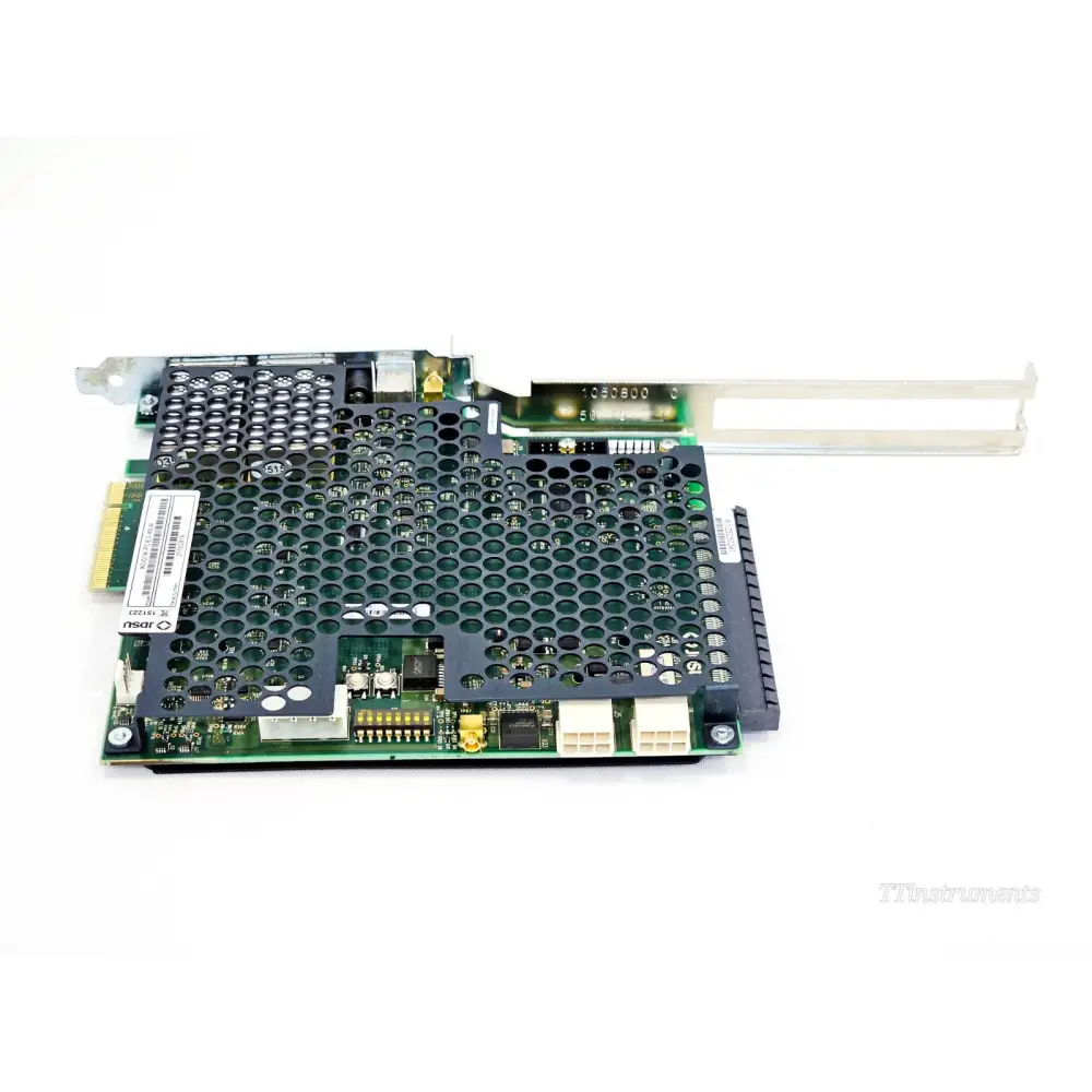 VIAVI JDSU XGIG1K-PCIE3-X8-AI PCIe Gen3 CEM Interposer card reverse side with JDSU branding label and power connector